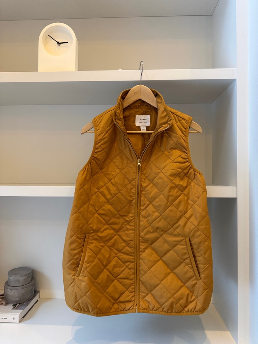 Maternity Quilted Sleeveless Puffer Vest - Mustard